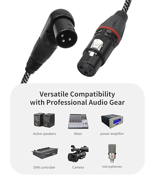 2-Pack Right Angle XLR Cable,1.6FT,Adjustable-Angle Male to Straight Female Microphone Cable Cord, 90 Degree Adapter for Sound Devices Mixer Recorder