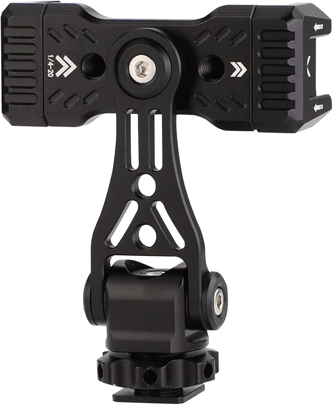 LEFTFOTO Multifunctional Universal Aluminum Phone Mount Adapter,Phone Tripod Mount with Cold Shoe & 1/4" Thread,Phone Holder Fit for Smartphone, iPhone, Cell Phone