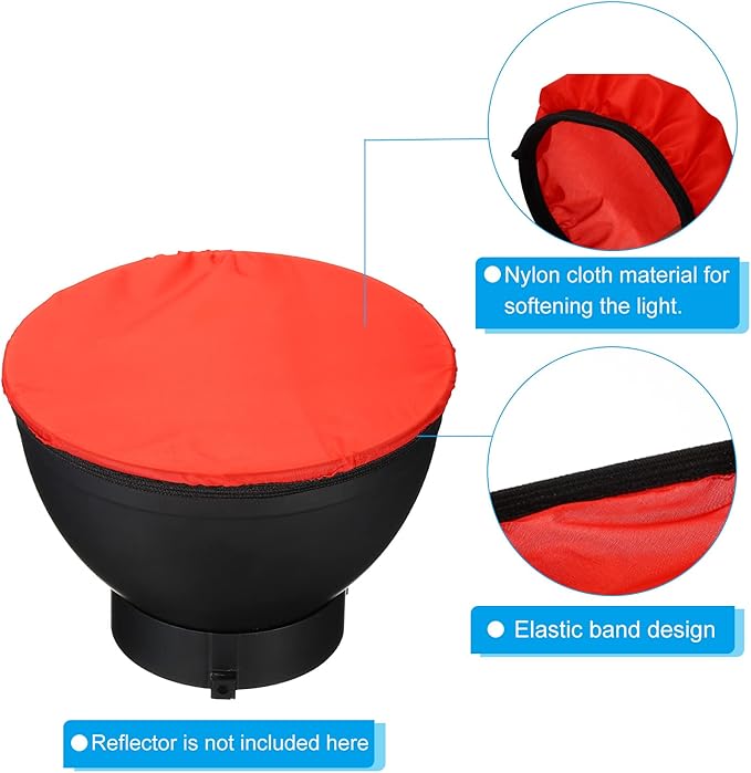 PATIKIL 7" 18cm Soft Diffuser Lamp Cover, 2 Pack Cloth Diffuser Strobe Reflector Lamp Sock for Flash Light Beauty Dish Photography Studio, Red