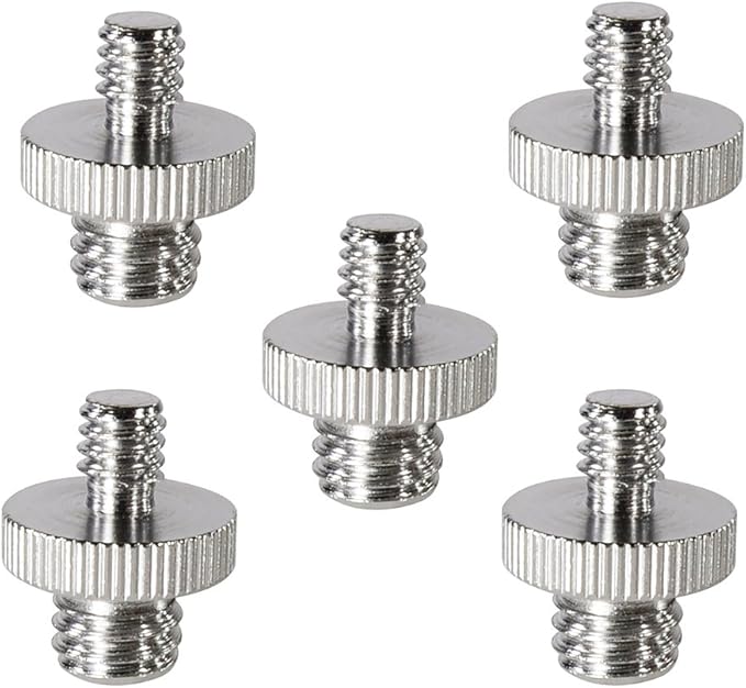 Foto&Tech 5 Pieces 1/4" Male to 3/8" Male Threaded Screw Converter Adapter Compatible with Camera Cage/Shoulder Rig/Tripod/Socket Studio/Lighting Equipment/LED Panel/GoPro