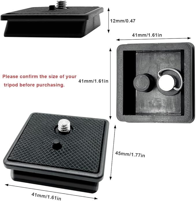 2 Pack 41mm Tripod Quick Release Plate Camera Mounting Adapter, QR Plate Camera Tripod Ball Head Parts Replacement Compatible with Sunpak Kalimar Zomei Tripod Mount 1 5/8’’