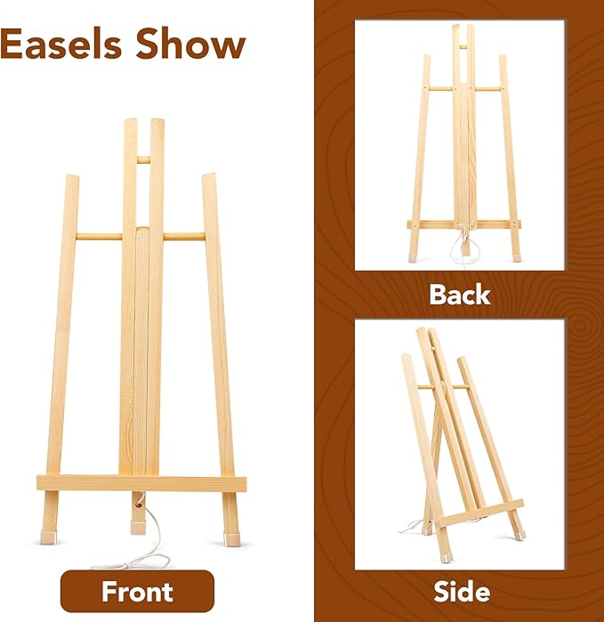 AROIC 8 Pack 15 Inch Wood Easels, Easel Stand for Painting Canvases, Art, and Crafts, Tripod, Painting Party Easel, Kids Student Table School Desktop, Portable Canvas Photo Picture Sign Holder.
