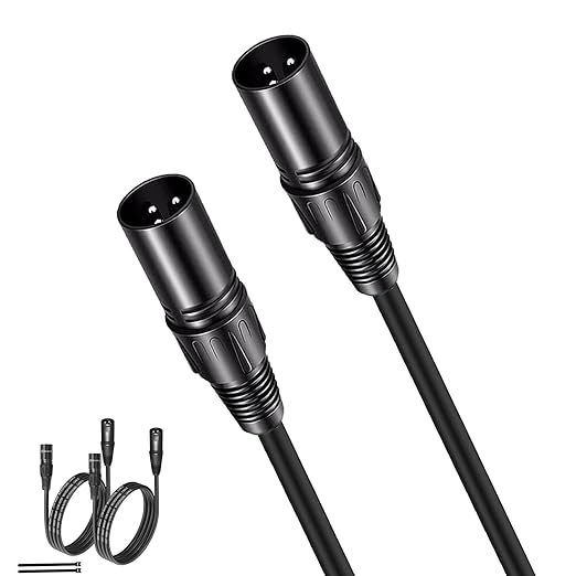 XLR Male to Male Cables 5FT 2Pack,3 Pin Balanced Shielded Mic Speaker Cord,XLR Adapter with Microphones,Mixer,Speaker Systems,Preamps