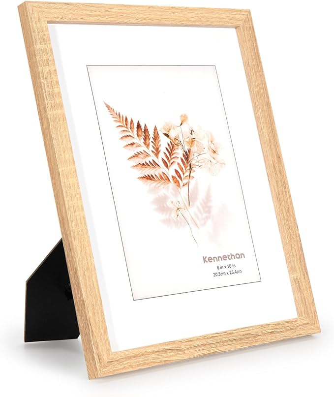 kennethan 8x10 Picture Frame Oak Set of 4, Wooden Poster Frame for Tabletop and Wall Mounting Display for Home, Office,Gallery,Holiday with Photos, Posters, Puzzles