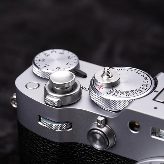 Camera Metal Shutter Release Button for Fujiflm X100VI,X100V,X-T3,X-T2,X-T30,X-PRO1,X-PRO2,X-PRO3,X-M5 X-E5 X-Half,for LeicaM10,M9,for Nikon Df DSLR/SLR (Silver)