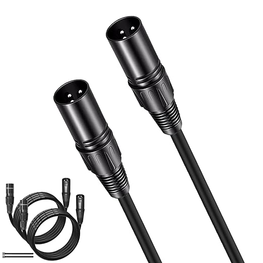 XLR Male to Male 10Ft 2 Pack,Professional Balanced Microphone XLR Cables, Extension Mic Cable Cord with 3-Pin