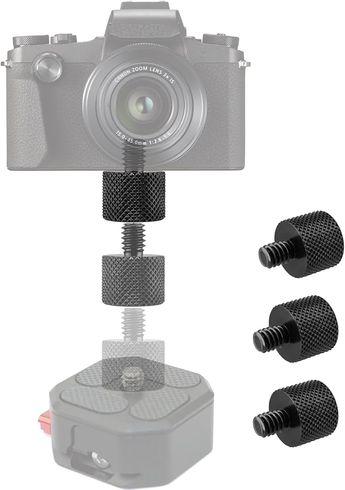 Camera Screw Converter 1/4" to 3/8" Tripod Screw Adapter, BENACES 3-Piece 1/4" Male to 3/8" Female Threaded Nut Connector, 1/4Inch Male Screw to 3/8Inch Female Threaded Adapter (1/4" to 3/8")