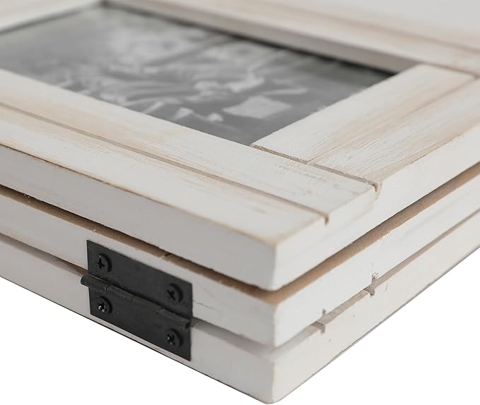 RiteSune Rustic Picture Frame White, 4X6 Picture Frame College, 3 Photo Frame Hinged Farmhouse Picture Frames Desk Photo Frame for Home Office