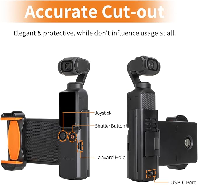 CAPART Phone Holder Mount for DJI OSMO Pocket 3, Expansion Adapter with Cold Shoe Compatible Tripod Selfie Stick Microphone Fill Light