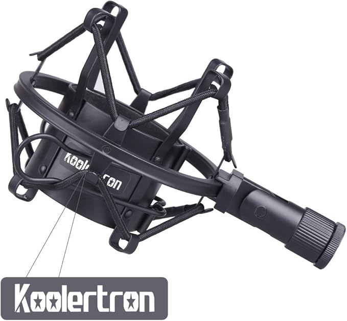 Koolertron Microphone Shock Mount,Mic Clip Holder,Universal 50MM Anti-Vibration Mic Holder for 48MM-54mm Diameter Studio Condenser Mic (Black)