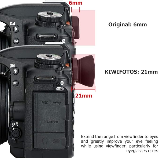 Kiwifotos Long Soft Viewfinder Eyecup Eyepiece for Nikon D750 D780 D610 D600 D7500 D7200 D7100 D7000 D5200 D5100 D5000 D3500 D3400 D3300 D3200 D3100 D3000 D300s and More