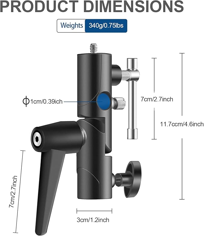 WELLMAKING Flash Speedlite Bracket for Camera - Swivel Design with Umbrella/Reflector Mount, Compatible with Canon, Nikon, Pentax, Olympus, Nissin, Metz and More