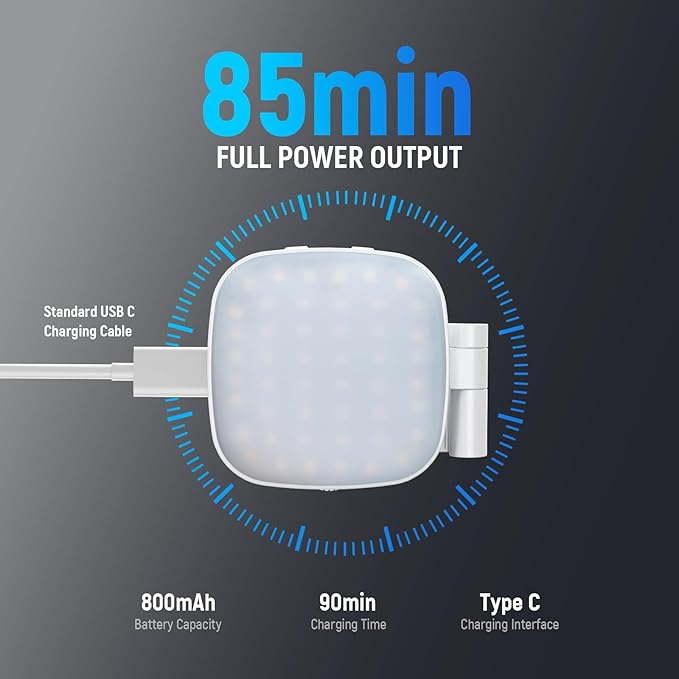 NEEWER Basics Magnetic Selfie Light Compatible with MagSafe iPhone, 2W CRI95+ Bi Color Swivel Small LED Phone Fill Lighting, 680lx/0.3m, Mirror for Vlog Recording Makeup Video Conference, NL45B White