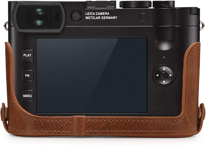 MegaGear MG1719 Ever Ready Genuine Leather Camera Half Case Compatible with Leica Q2 - Brown