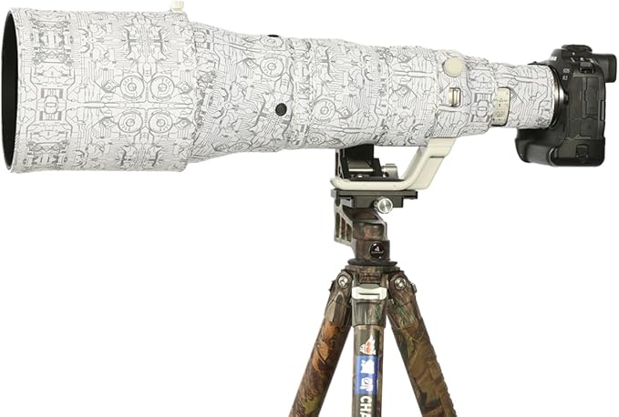 CHASING BIRDS Lens Camouflage Waterproof Coat for Canon RF 600mm F4 L is USM Rainproof Lens Protective Cover Version IV (Electric White, with Extender RF 1.4X & 2X)