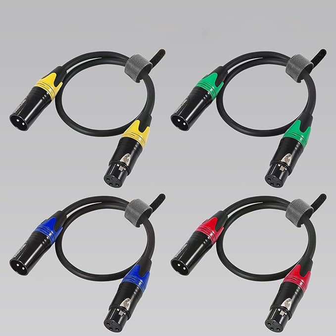 25ft XLR Cables 6 Packs - Premium Color Coded Microphone Cables 3 Pin XLR Male to Female Balanced25 Feet