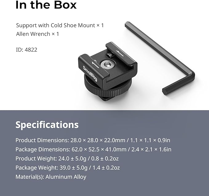 SmallRig Cold Shoe Mount Adapter for Wireless Microphone, for DJI Mic / Mic 2, for RODE Wireless Go II, for Saramonic BLink 900 B, for Hollyland C1, with 1/4"-20 Threaded Hole, Anti Drop Design - 4822