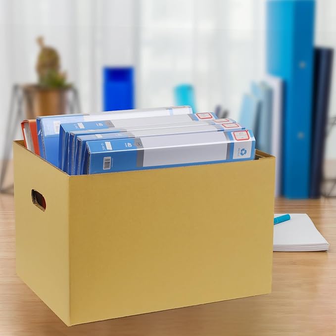 Lineco, Archival Storage Cartons, Ready-To-Assemble, for Documents or Photos, Acid-Free, Buffered Corrugated Board, 12 x 15 10 in, Tan, Pack of 5