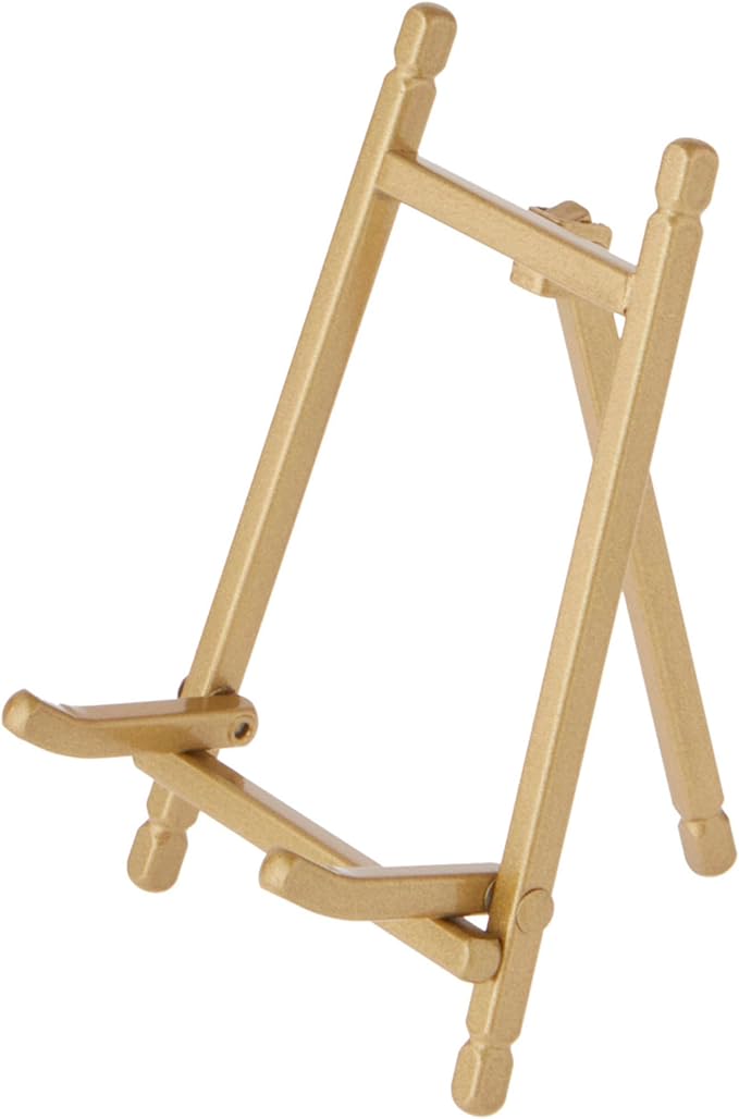 Bard's Satin Gold-toned Metal Easel, 5" H x 3.375" W x 3.5" D, Pack of 2