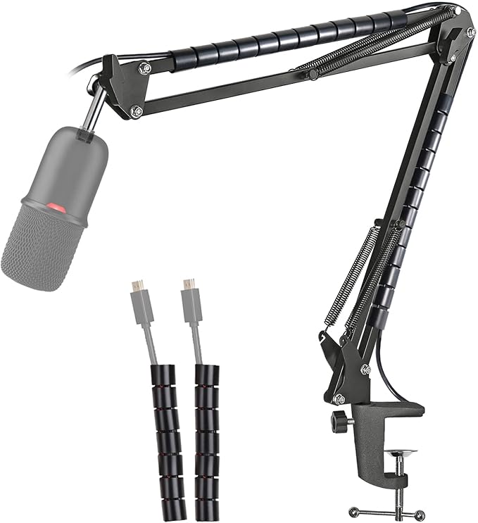 HyperX SoloCast Mic Boom Arm Stand - Professional Adjustable Scissor Microphone Boom Arm with Cable Sleeve Compatible with HyperX SoloCast Microphone by YOUSHARES