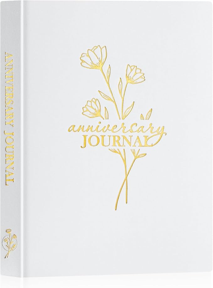 Lanpn Wedding Anniversary Journal Notebook - Linen First Year to 70th Anniversary Scrapbook Memory Book for Couples - Newlywed Marriage Journal Wedding Anniversary Book Gifts (Ivory white, 190 Pages)