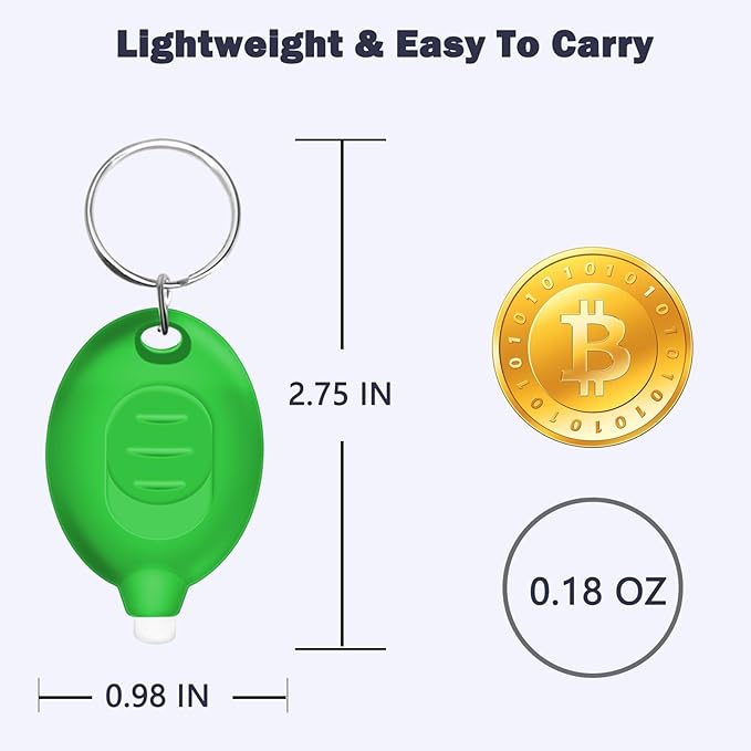 Mini LED Keychain Flashlight, 12 Lumen Ultra Bright Green Light, Portable Pocket Torch with Green Shell, 6-Pack