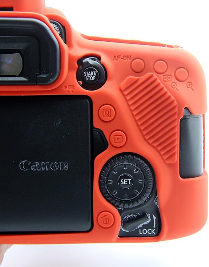 Professional Secure Silicone Camera Cases Bag Housing Rubber Body Skin for Canon EOS 80D Digital SLR Camera Protective Case (Red)