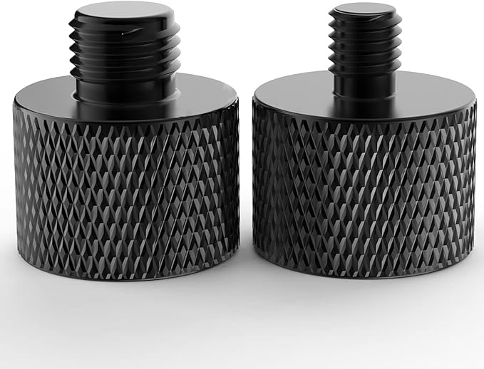 Donuts Mic Stand Adapter 5/8 to 3/8 and 5/8 to 1/4 Mic Thread Screw Adapter Combo Pack For Microphone Mounts and Stands 2 Pack Black