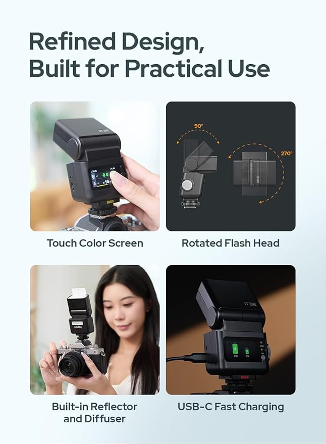 Godox iT32 TTL Camera Flash for Fuji with X5F Wireless Flash Trigger, Magnetic Hot Shoe, Built-in 2.4G Receiver, Compatible with X-T4,X-T3,X-T30,X-T20,X-Pro2,X-Pro1,X100F, X100T etc.