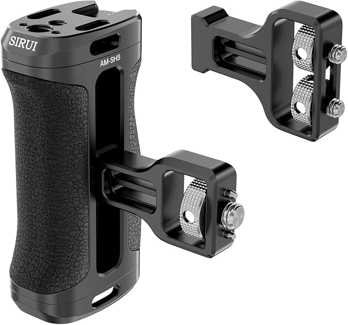 SIRUI Side Handle with Locating Mount for ARRI and Dual 1/4" Screw Mount Optional, Lightweight Camera Handgrip with Cold Shoe, Multiple Threads, Up and Down Adjustable Side Grip, AM-SHS(Pack of 1)