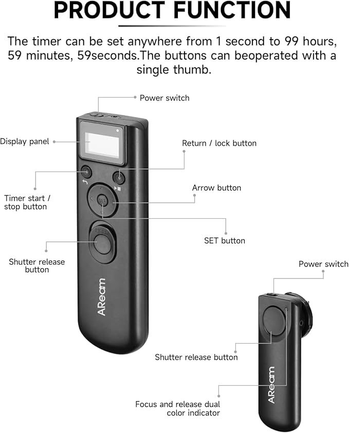 Wireless Digital Timer Remote Shutter Release Trigger Intervalometer Remote Control Compatible for Sony A99II, A77II, A58, A68, A7, A7II, A7R, A7RII, A7S, A7SII, A3000, A5100, A5000 A6000