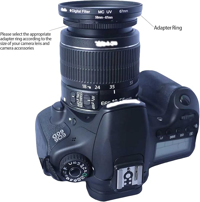 58mm to 72mm Step-Up Ring，58mm to 72mm Metal Step-Up Ring for All Brands 82mm UV ND CPL Filter