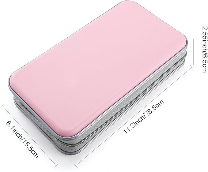 UENTIP 96 Capacity CD Case,Portable DVD Hard Plastic Case Holder CD Organizer Wallet Protective DVD Storage (light pink, 96)