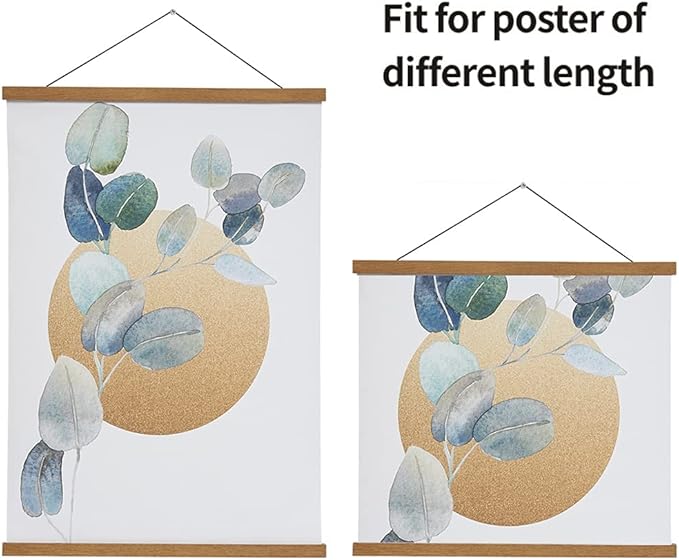SweeHome Poster Hanger - 18 Inch Magnetic Frame for 10x18, 12x18, 18x24 Pictures, Photos, Maps, Canvas Artwork and Scrolls (Natural)