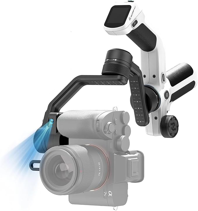 FeiyuTech SCORP Mini 2 [Official] All in One Gimbal Stabilizer, 3 axis Stabilizer for Mirrorless Cameras,Smartphone,Action Cameras, AI Tracking Gimbal for Canon/Sony/Fujifilm,Gopro12,iPhone 15Pro max