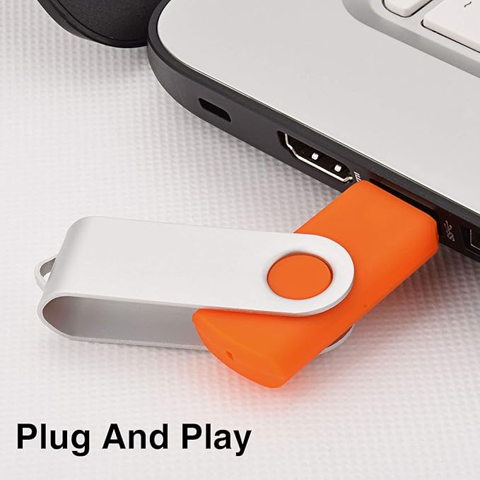KOOTION 10 Pack 4 GB USB Flash Drive 4gb Flash Drives Keychain Thumb Drive Swivel Memory Stick Orange