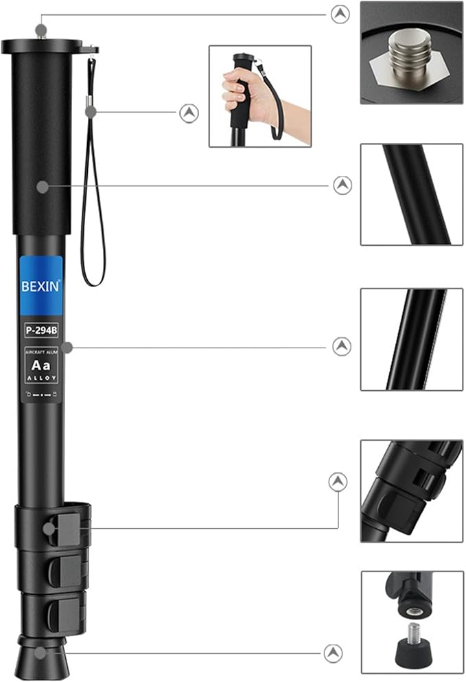 Aluminum Monopod with 20-29mm Tube Diameter and Slip Durability Use for Photography Equipment Camera Monopod