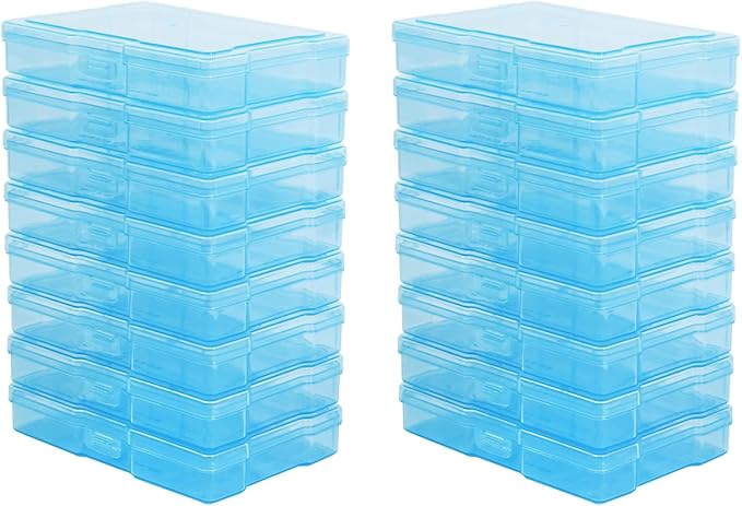 Naivees 4" x 6" Photo Storage Case with Handle, 16 Inner Photo Organizer Keeper, Extra Large Storage Picture Boxes, Seed Storage, Transparent Craft Keeper (Blue)