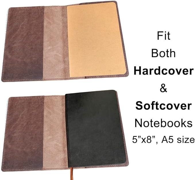 Fan&Ran Leather Cover for A5 Journals, 6.7"x9", Bourbon Brown