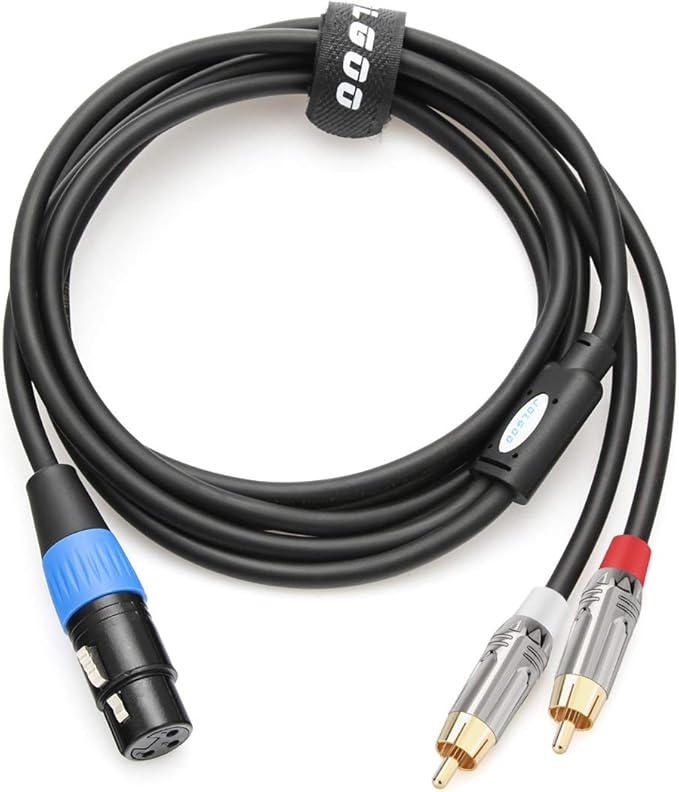Unbalanced XLR Female to Dual RCA Y Splitter Breakout Cable, 1 XLR Female to 2 RCA Male Y Breakout Cable Adapter Cord, 6.6 Feet