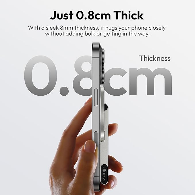 ULANZI MA60 Magnetic Phone Tripod Stand for iPhone - Aluminium Smartphone Mini Tripod Pocket Cell Phone Stand Strong Magnet Quick Mount Compatible with iPhone 16 15 14 13 12 Series, Silver