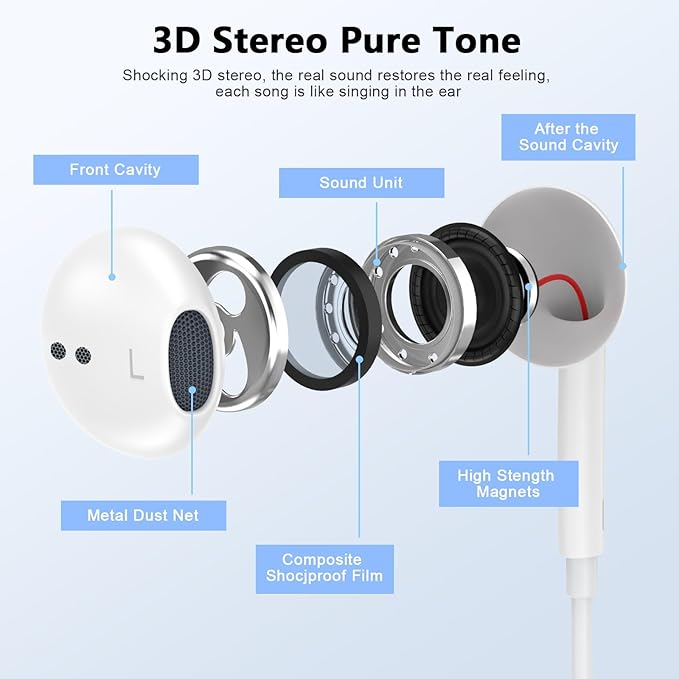USB C Headphones Wired for iPhone 17 16 15, 2 Pack Type C Earphones with Microphone & Remote Control Noise Cancelling Wired Earbuds Compatible for iPhone 17/17 Pro/17 Pro Max/Air/16/15/16 15 Pro Max