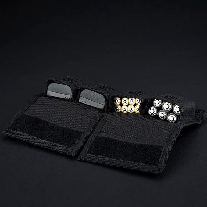 (6 Pockets) Camera Battery and SD Card Pouch Holder for 18650 x 8, AA, LP-E6N LP-E6NH LP-E17 EN-EL14 EN-EL15 NP-FW50 NP-FZ100 NP-W126S Battery,Suitable for Canon M50 Mark II 5DM4 6DM2 80D Sony A7R IV