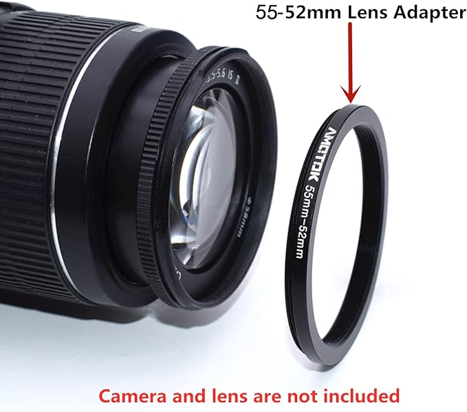 55mm Lens to 52mm Camera Lens Adapter,55mm to 52mm Filter Step-Down Ring Adapter Ring,Compatible All 52mm Filter Accessory