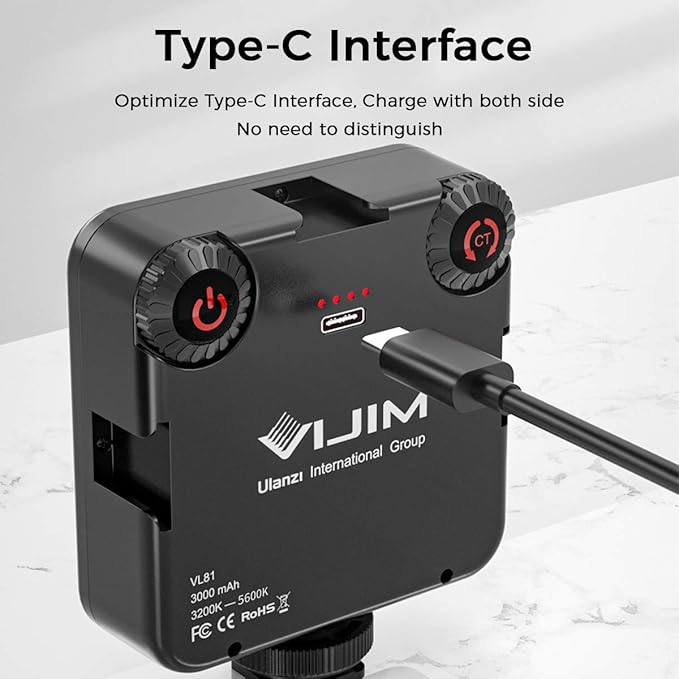 ULANZI VL-81 3000mAh Bi-Color LED Video Light w Softbox - 3200K-5600K+CRI95 Rechargeable Camera Light, 3 Cold Shoe Mount for DSLR/GoPro/Sony/Canon/iPhone, Vlog Filming TikTok Live & Photography