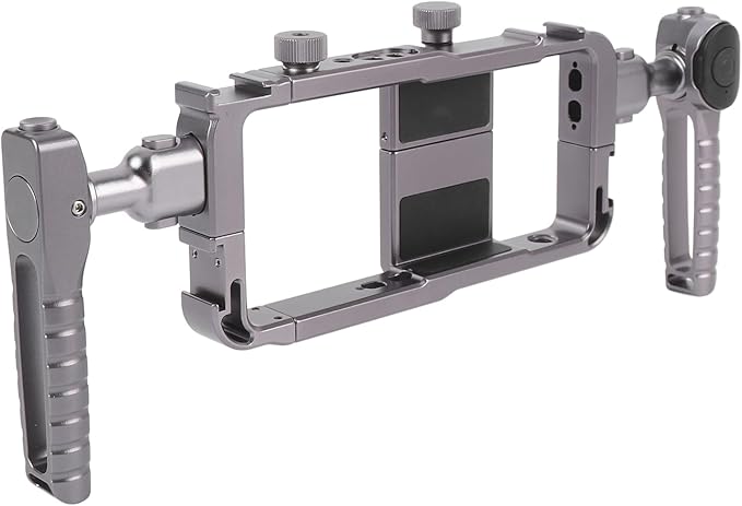 Sonew Phone Video Rig Kit, Aluminum Alloy Smartphone Stabilizer Cage with Rotatable Handle and Cold Shoe Mount, for Phones 6.35cm to 8.7cm
