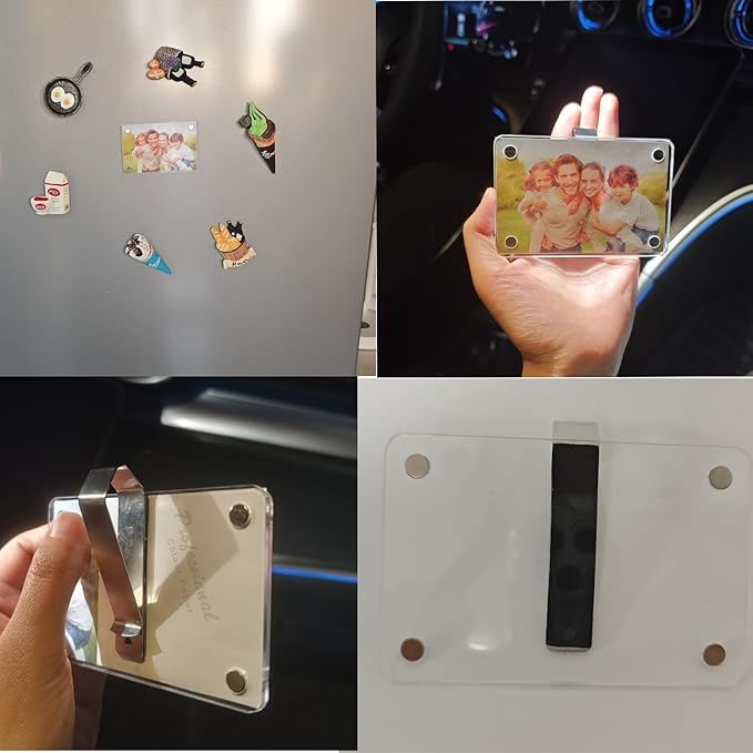 8 Pack Car Sun Visor Photo Holder, Acrylic Magnetic Personalized Photo Holder car Picture Frame, Photo Car Visor Clip, Personalized Car Accessories That Can Be Used to Add Personal Photos (size C)