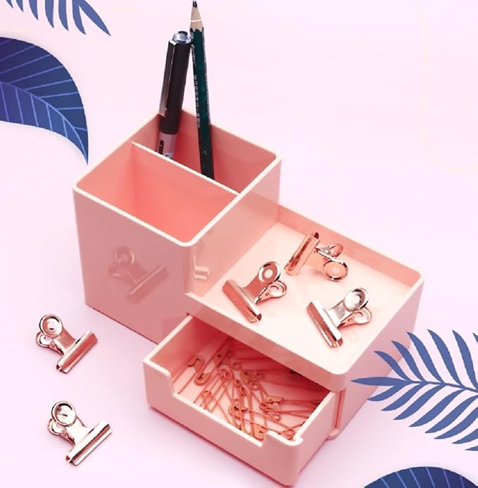 YUCHIYA 10 Pack Bulldog Clips with Push-pins for Corkboard,Metal Clips for Crafts, Metal Binder Clips for Pictures, Spring Paper Clamps for Office Documents (Rose Gold,2inch)