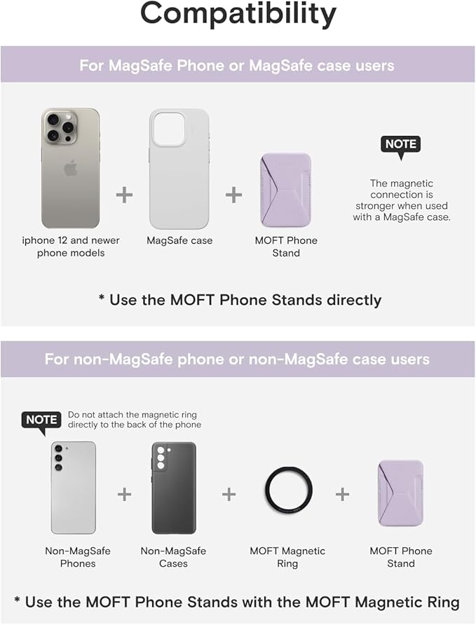 MOFT Magnetic Wallet Stand Compatible with iPhone 17/16/15/14/13/12 Series, Angle Adjustment & Magsafe Compatible MOVAS Phone Stand,Peony