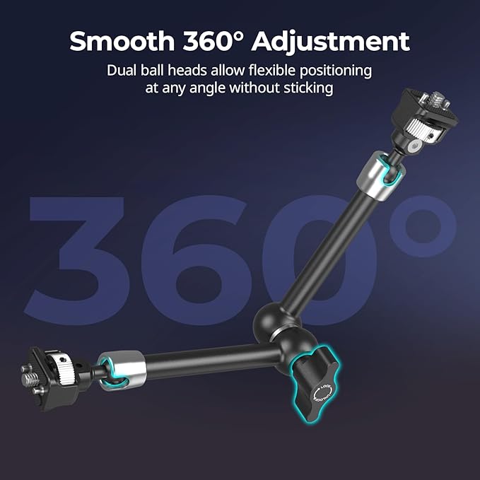 SMALLRIG 11'' Magic Arm with 1/4"-20 Screws & Spring-Loaded Pins, 1.5kg Load Capacity, 360° Dual Ball Head, Non-Slip Design for Cameras/Lights/Monitors/Mics/Phones – 5309